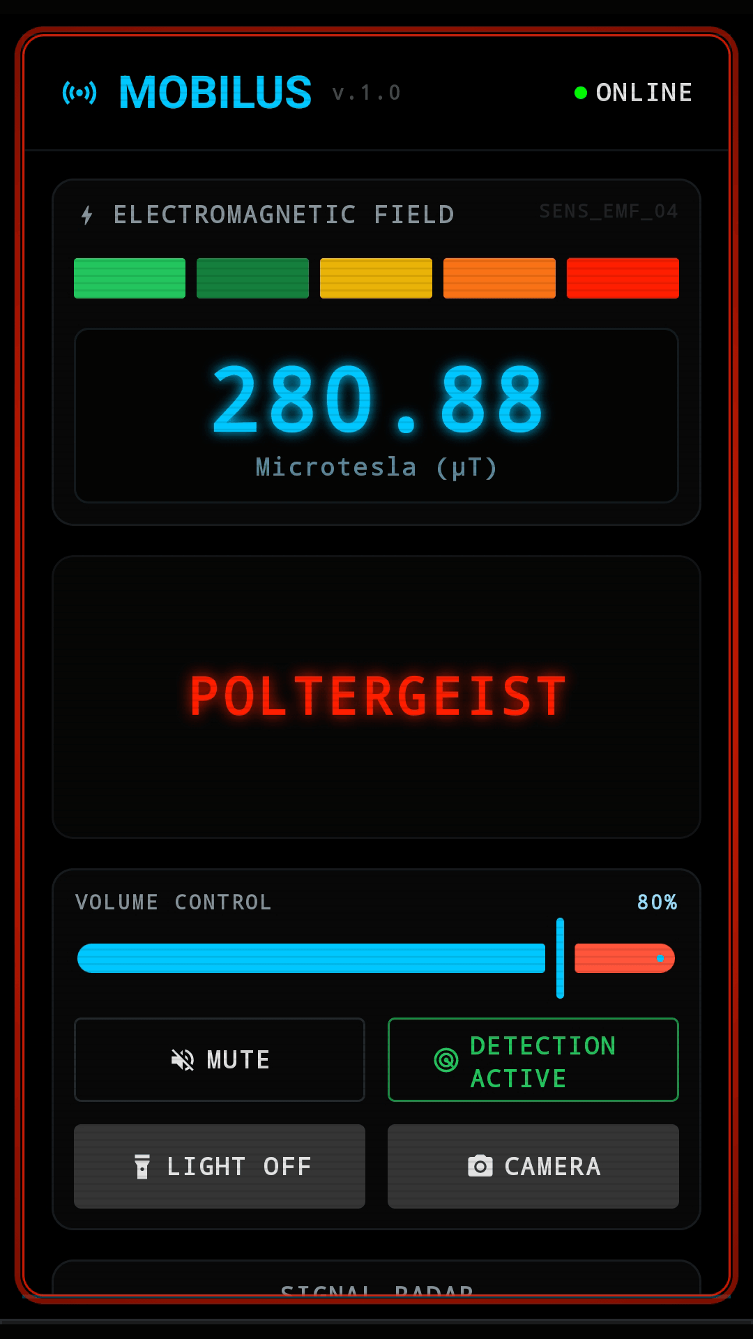 MOBILUS Ghost Hunter App – EMF detector screenshot