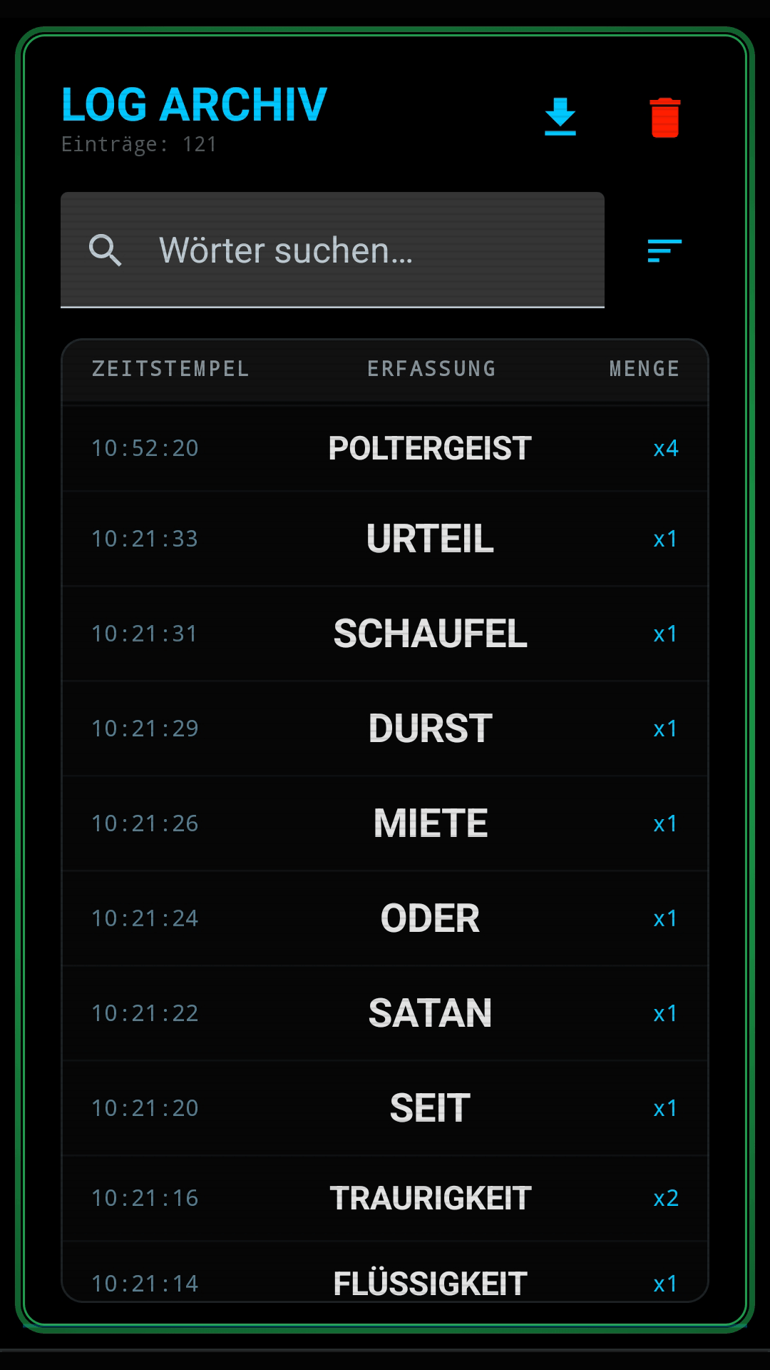MOBILUS Spirit Box Wort-Generator Screenshot