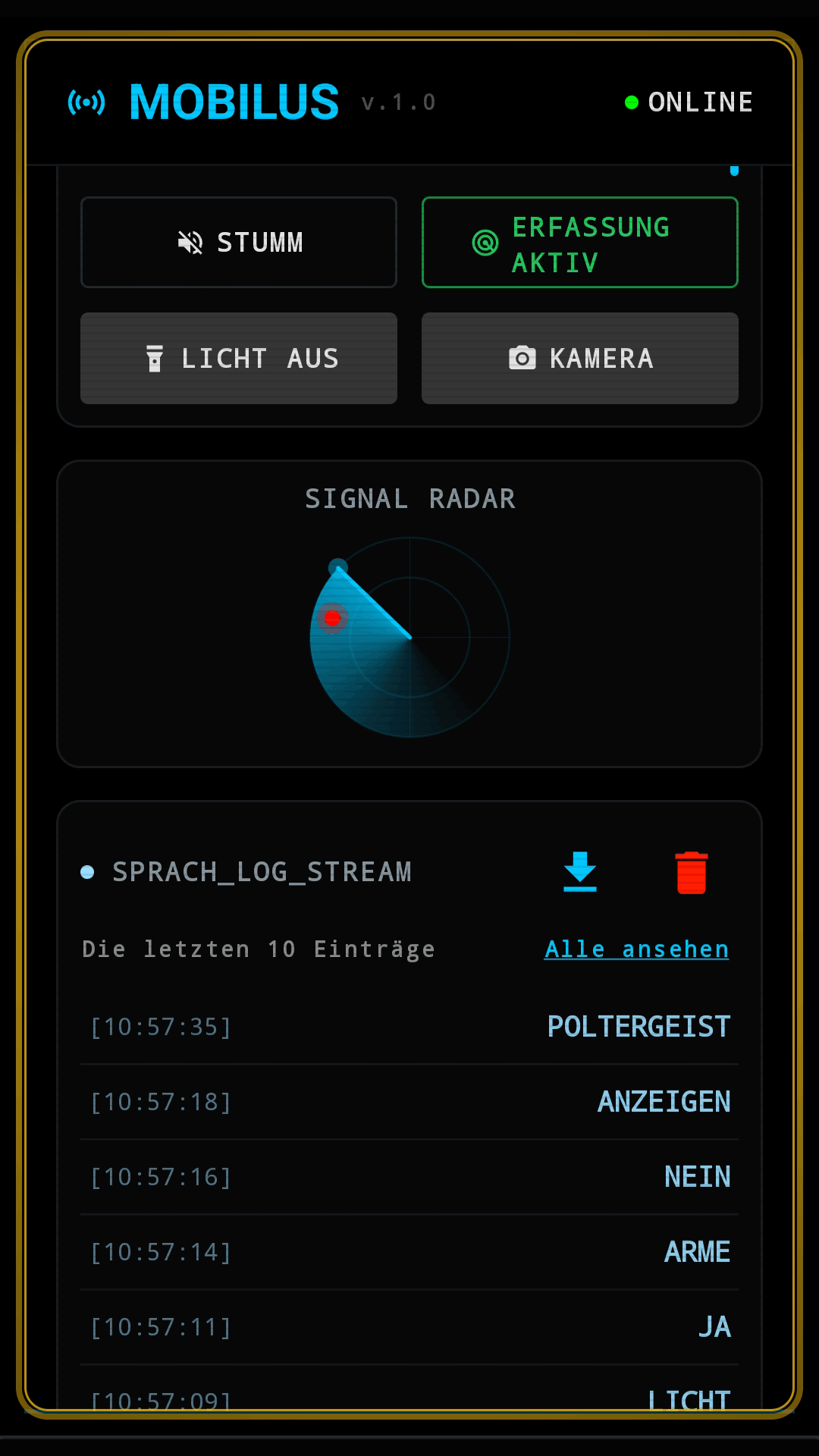 MOBILUS Log-Archiv Screenshot