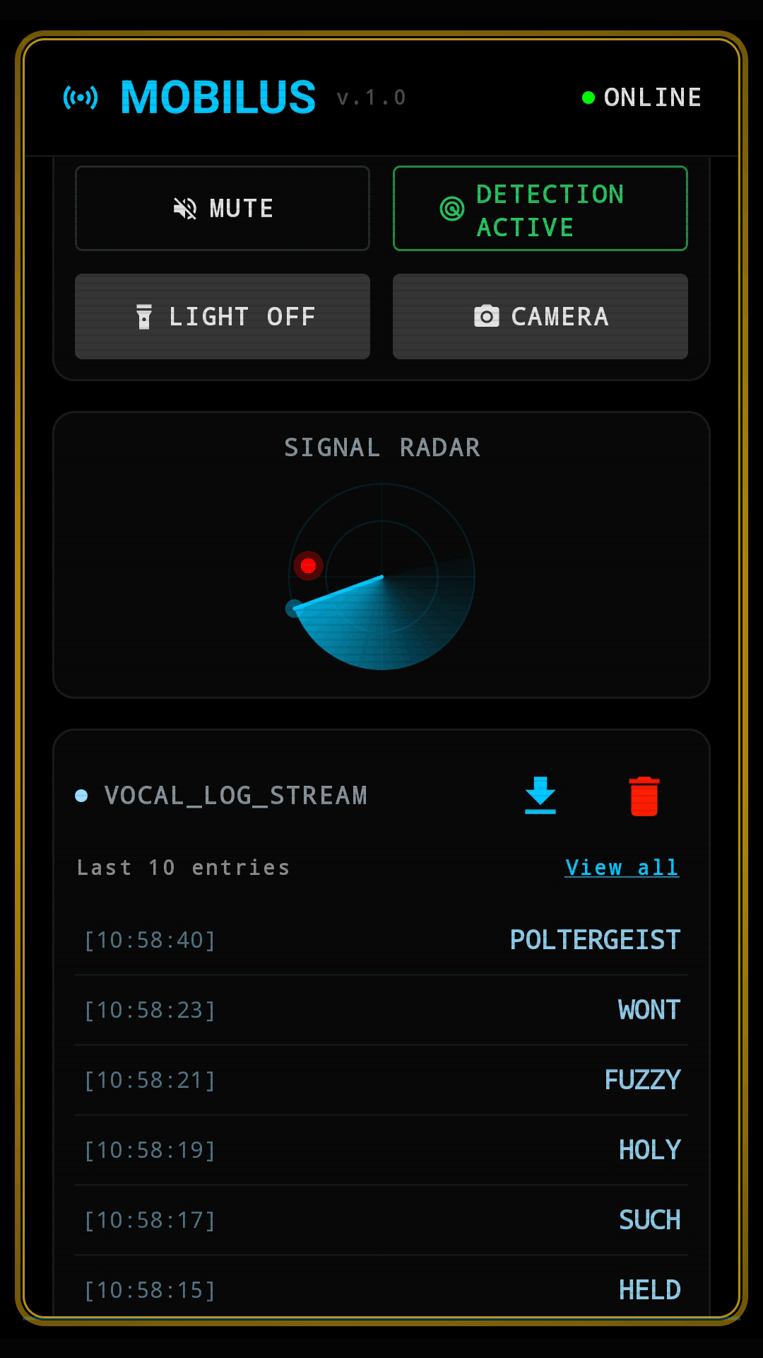 MOBILUS log archive screenshot